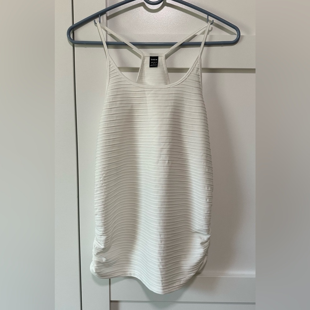 SHEIN White Ribbed Racerback Tank Top – Size Small